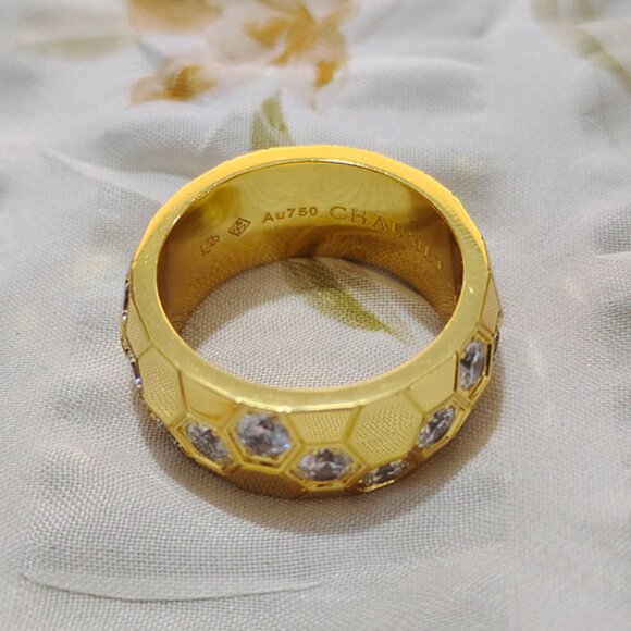 Chaumet 18K Gold Honeycomb Womens Ring - Picture 2 of 11